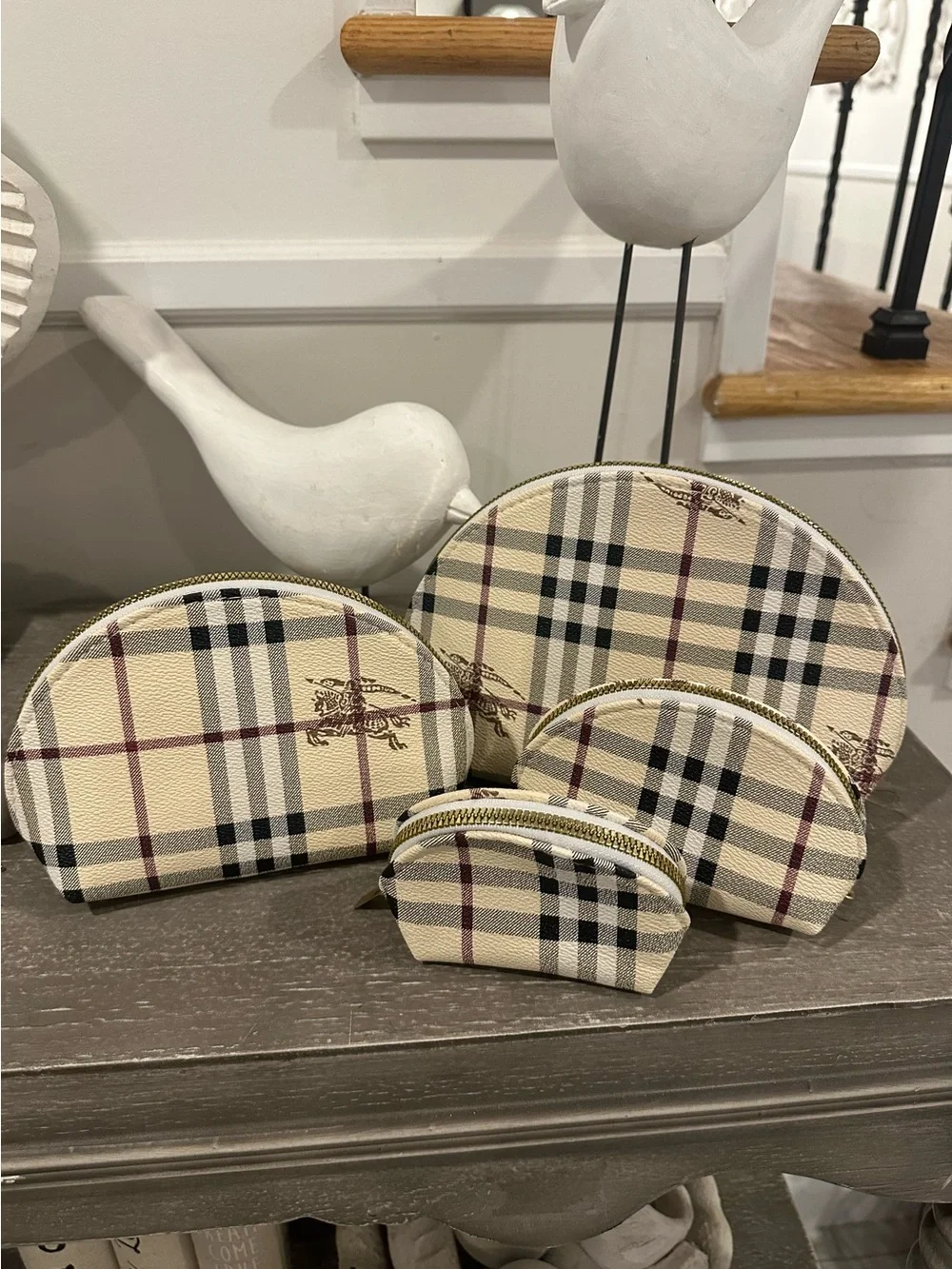 Set of 4 plaid cosmetic make up bags! Brand new!